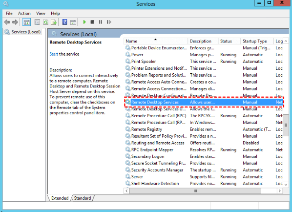 Tìm Remote Desktop Services